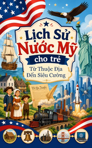 Book cover for Lịch Sử Nước Mỹ cho trẻ: Từ Thuộc Địa Đến Siêu Cường